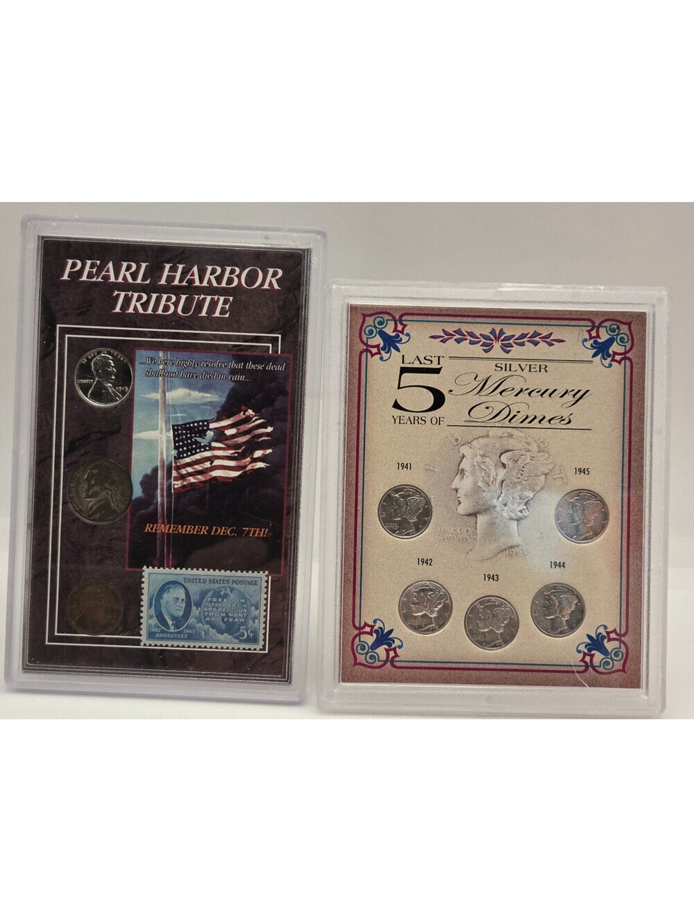 Last 5 Years Silver Mercury Dimes 1941-1945 Set + Pearl Harbor Set